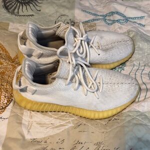 Men's Athletic Sneakers in White with Yellow Sole